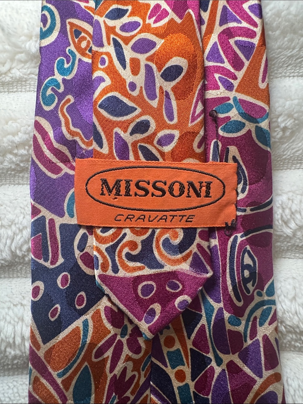 Missoni Purple Orange Printed Silk Tie (formal, preppy, business)